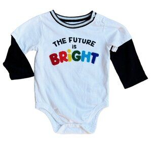 Garanimals 12M Baby Onesie "The Future Is Bright" Long Sleeve Colorful